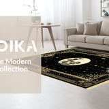 Ultra Soft Area Rug, Non Slip, Stain Resistant, Washable Area Rugs for Living Room, Bedroom, Mystical Snake Lunar Motif(Black)