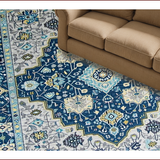 Ultra Soft Area Rug, Non Slip, Stain Resistant, Washable Area Rugs for Living Room, Bedroom, Artistic Geometric Floral Ensemble(Blue)