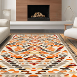 Ultra Soft Area Rug, Non Slip, Stain Resistant, Washable Area Rugs for Living Room, Bedroom, Sophisticated Geometric Braided Accent(Orange)