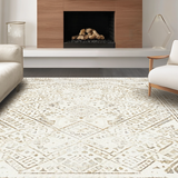 Ultra Soft Area Rug, Non Slip, Stain Resistant, Washable Area Rugs for Living Room, Bedroom, Chic Curvilinear Warm Hues(Beige)