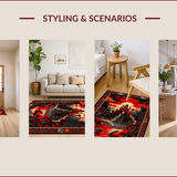 Ultra Soft Area Rug, Non Slip, Stain Resistant, Washable Area Rugs for Living Room, Bedroom, Vibrant Castle Inspired Illusion(Red)