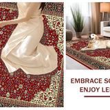 Ultra Soft Area Rug, Non Slip, Stain Resistant, Washable Area Rugs for Living Room, Bedroom, Luxe Red and Black Border Pattern(Red)