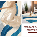 Ultra Soft Area Rug, Non Slip, Stain Resistant, Washable Area Rugs for Living Room, Bedroom, Coastal Nautical Living Room Non-Shedding Area Rug(Blue)