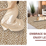 Ultra Soft Area Rug, Non Slip, Stain Resistant, Washable Area Rugs for Living Room, Bedroom, Warm Earth Tone Symmetrical Layout(Brown)