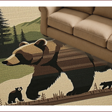 Ultra Soft Area Rug, Non Slip, Stain Resistant, Washable Area Rugs for Living Room, Bedroom, Rustic Earthy Bear Scene(Brown)