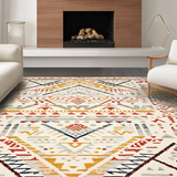 Ultra Soft Area Rug, Non Slip, Stain Resistant, Washable Area Rugs for Living Room, Bedroom, Vibrant Eclectic Geometric Style(White)