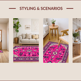Ultra Soft Area Rug, Non Slip, Stain Resistant, Washable Area Rugs for Living Room, Bedroom, Funky Western Charm Rug(Pink)