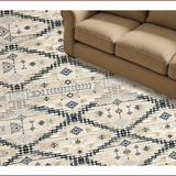 Ultra Soft Area Rug, Non Slip, Stain Resistant, Washable Area Rugs for Living Room, Bedroom, Geometric Diamond Pattern Elegance(Beige)