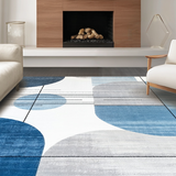 Ultra Soft Area Rug, Non Slip, Stain Resistant, Washable Area Rugs for Living Room, Bedroom, Modern Fuzzy Tiled Pattern(Blue)