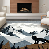 Ultra Soft Area Rug, Non Slip, Stain Resistant, Washable Area Rugs for Living Room, Bedroom, Elegant Moonlit Wilderness Pattern(Gray)