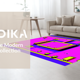 Ultra Soft Area Rug, Non Slip, Stain Resistant, Washable Area Rugs for Living Room, Bedroom, Retro Geometric Arcade Vibes(Pink)