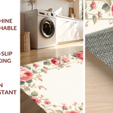 Ultra Soft Area Rug, Non Slip, Stain Resistant, Washable Area Rugs for Living Room, Bedroom, Bright Cheerful Petal Display(Beige)
