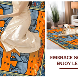 Ultra Soft Area Rug, Non Slip, Stain Resistant, Washable Area Rugs for Living Room, Bedroom, Vibrant Semi-Circle Wildlife Aesthetic(Orange)