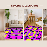 Ultra Soft Area Rug, Non Slip, Stain Resistant, Washable Area Rugs for Living Room, Bedroom, Eclectic Hip Hop Aesthetic Motif(Yellow)