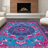 Ultra Soft Area Rug, Non Slip, Stain Resistant, Washable Area Rugs for Living Room, Bedroom, Serene Ethnic Patterned Home Accent(Blue)