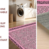 Ultra Soft Area Rug, Non Slip, Stain Resistant, Washable Area Rugs for Living Room, Bedroom, Feminine Fluffy Leopard Charm(Pink)