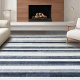 Ultra Soft Area Rug, Non Slip, Stain Resistant, Washable Area Rugs for Living Room, Bedroom, Contemporary Black White Stripe Carpet:  Linear Geometric Rug(Gray)