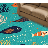Ultra Soft Area Rug, Non Slip, Stain Resistant, Washable Area Rugs for Living Room, Bedroom, Vibrant Playful Marine Creatures Pattern(Blue)