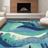 Ultra Soft Area Rug, Non Slip, Stain Resistant, Washable Area Rugs for Living Room, Bedroom, Nautical Sea Monster Rug: Playful Ocean Themed Carpet(Blue)