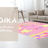 Ultra Soft Area Rug, Non Slip, Stain Resistant, Washable Area Rugs for Living Room, Bedroom, Playful Holiday Character Composition(Pink)
