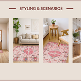 Ultra Soft Area Rug, Non Slip, Stain Resistant, Washable Area Rugs for Living Room, Bedroom, Elegant Vintage Floral Arrangement(Pink)