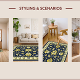 Ultra Soft Area Rug, Non Slip, Stain Resistant, Washable Area Rugs for Living Room, Bedroom, Rustic Tiled Patterned Delight(Blue)