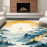 Ultra Soft Area Rug, Non Slip, Stain Resistant, Washable Area Rugs for Living Room, Bedroom, Tranquil Creamy Organic Lines(Yellow)