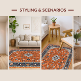 Ultra Soft Area Rug, Non Slip, Stain Resistant, Washable Area Rugs for Living Room, Bedroom, Modern Abstract Floral Fusion(Orange)