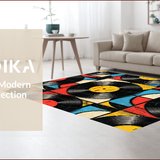 Ultra Soft Area Rug, Non Slip, Stain Resistant, Washable Area Rugs for Living Room, Bedroom, Music Lover's Colorful Kitchen Absorbent Doormat(Black)