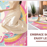 Ultra Soft Area Rug, Non Slip, Stain Resistant, Washable Area Rugs for Living Room, Bedroom, Unicorn-Themed Plush Nursery Area Carpet(Red)