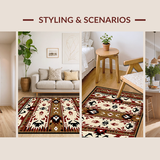 Ultra Soft Area Rug, Non Slip, Stain Resistant, Washable Area Rugs for Living Room, Bedroom, Native American Inspired Design(Brown)