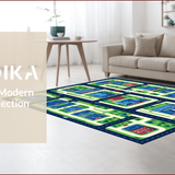 Ultra Soft Area Rug, Non Slip, Stain Resistant, Washable Area Rugs for Living Room, Bedroom, Whimsical Green Landscape Design(Blue)