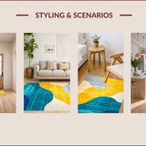 Ultra Soft Area Rug, Non Slip, Stain Resistant, Washable Area Rugs for Living Room, Bedroom, Contemporary Artistic Textured Motif(Yellow)