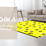 Ultra Soft Area Rug, Non Slip, Stain Resistant, Washable Area Rugs for Living Room, Bedroom, Playful Circular Bee Motif(Yellow)