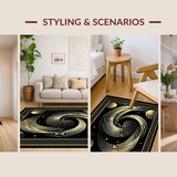 Ultra Soft Area Rug, Non Slip, Stain Resistant, Washable Area Rugs for Living Room, Bedroom, Dynamic Abstract Visual Rhythm(Gold)
