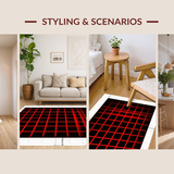 Ultra Soft Area Rug, Non Slip, Stain Resistant, Washable Area Rugs for Living Room, Bedroom, Contemporary Black and White Design(Red)
