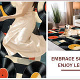 Ultra Soft Area Rug, Non Slip, Stain Resistant, Washable Area Rugs for Living Room, Bedroom, Elegant Abstract Record Design(Black)