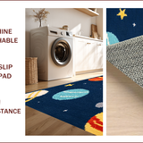 Ultra Soft Area Rug, Non Slip, Stain Resistant, Washable Area Rugs for Living Room, Bedroom, Cute Colorful Space Carpet for Boys Bedroom(Blue)