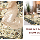 Ultra Soft Area Rug, Non Slip, Stain Resistant, Washable Area Rugs for Living Room, Bedroom, Rustic Neutral Earthy Motif(Ivory)