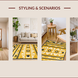 Ultra Soft Area Rug, Non Slip, Stain Resistant, Washable Area Rugs for Living Room, Bedroom, Earthy Toned Tribal Print Elegance(Yellow)