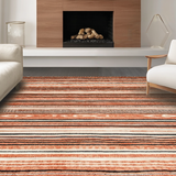 Ultra Soft Area Rug, Non Slip, Stain Resistant, Washable Area Rugs for Living Room, Bedroom, Rustic Geometric Earth Tone Elegance(Orange)