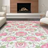 Ultra Soft Area Rug, Non Slip, Stain Resistant, Washable Area Rugs for Living Room, Bedroom, Stylish Distressed Floral Touch(Pink)