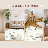 Ultra Soft Area Rug, Non Slip, Stain Resistant, Washable Area Rugs for Living Room, Bedroom, Scandinavian Playful Animal Motif(Beige)