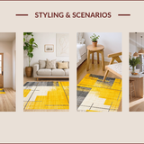 Ultra Soft Area Rug, Non Slip, Stain Resistant, Washable Area Rugs for Living Room, Bedroom, Contemporary Bold Geometric Fusion(Yellow)