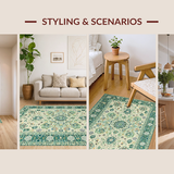 Ultra Soft Area Rug, Non Slip, Stain Resistant, Washable Area Rugs for Living Room, Bedroom, Charming Vintage Lattice Influence(Ivory)