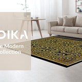 Ultra Soft Area Rug, Non Slip, Stain Resistant, Washable Area Rugs for Living Room, Bedroom, Contemporary Abstract Linear Aesthetic(Gold)