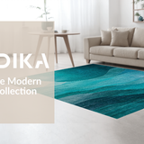 Ultra Soft Area Rug, Non Slip, Stain Resistant, Washable Area Rugs for Living Room, Bedroom, Stylish Round Rug with Fluid Ombre Design in Rich Teal Tones(Blue)