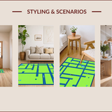 Ultra Soft Area Rug, Non Slip, Stain Resistant, Washable Area Rugs for Living Room, Bedroom, Colorful Cityscape Adventure Mat(Green)