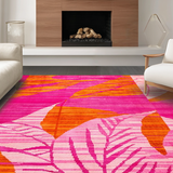 Ultra Soft Area Rug, Non Slip, Stain Resistant, Washable Area Rugs for Living Room, Bedroom, Lively Bold Jungle Imagery(Pink)