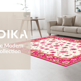 Ultra Soft Area Rug, Non Slip, Stain Resistant, Washable Area Rugs for Living Room, Bedroom, Rustic Gold Diamond Motif Accent(White)